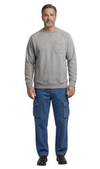 Mens 3-Pocket Fleece Sweatshirt with Raglan Seams, Chest Pocket and Tagless Neck
